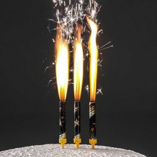 Свечи фонтаны для торта "Звёзды", 12.5 см, 30 сек, 3 шт