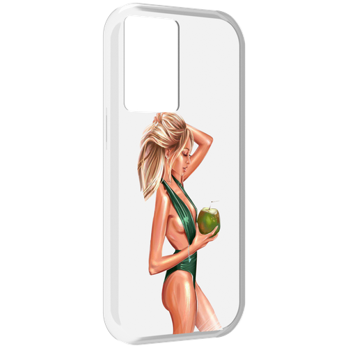 Чехол MyPads девушка-с-кокосом-в-зеленом-купальнике женский для OnePlus Nord N20 SE задняя-панель-накладка-бампер