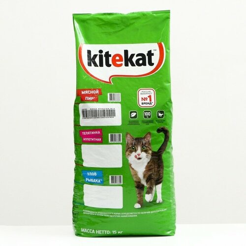 Kitekat Сухой корм KiteKat Мясной пир для кошек, 15 кг