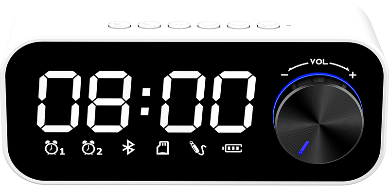 Беспроводная колонка c будильником и часами Recci RSK-W11 Clock Speaker 5 Вт, FM, белый