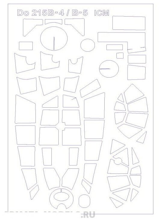 48032KV Окрасочная маска Do 215B-4 / Do 215B-5 / Do 17Z-2 / Do 17Z-10 + маски на диски и колеса для моделей фирмы ICM / REVELL