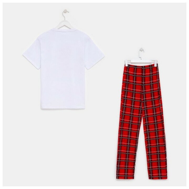 Пижама Kaftan, брюки, короткий рукав, размер 40, белый, красный - фотография № 17