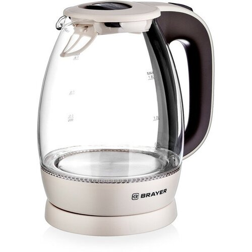 Чайник brayer br1045bn 2200вт 18л стекло бежевый 720000₽