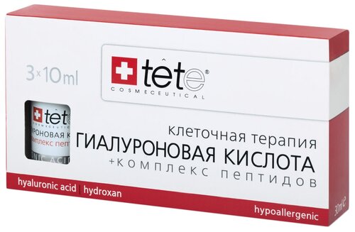 TETe Cosmeceutical Hyaluronic Acid + Peptides средство для лица Гиалуроновая кислота с комплексом пептидов, 10 мл, 3 шт.