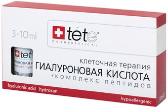 TETe Cosmeceutical Hyaluronic Acid + Peptides средство для лица Гиалуроновая кислота с комплексом пептидов, 10 мл , 3 шт.