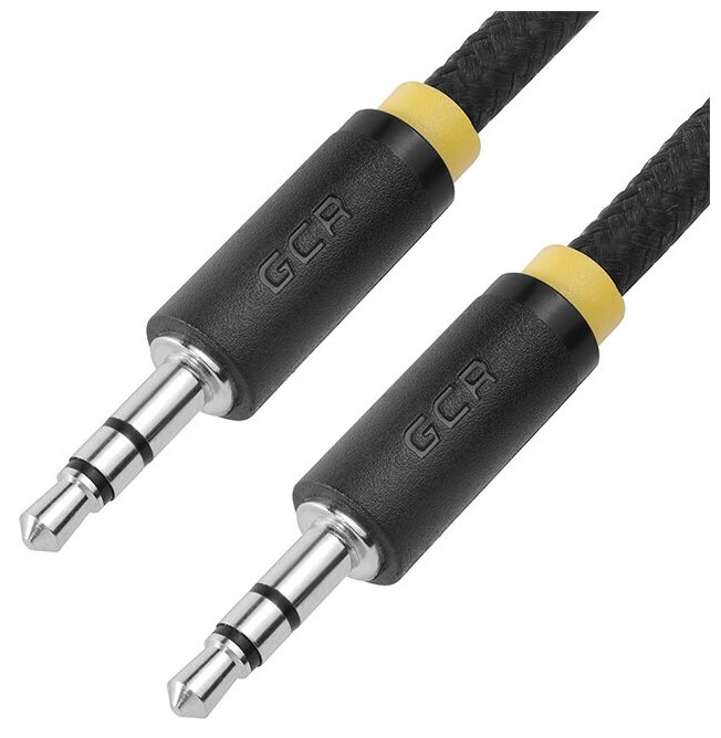 Кабель аудио Gcr jack 3,5mm/jack 3,5mm, черный нейлон 1.5 м., -AVC8114-1.5m