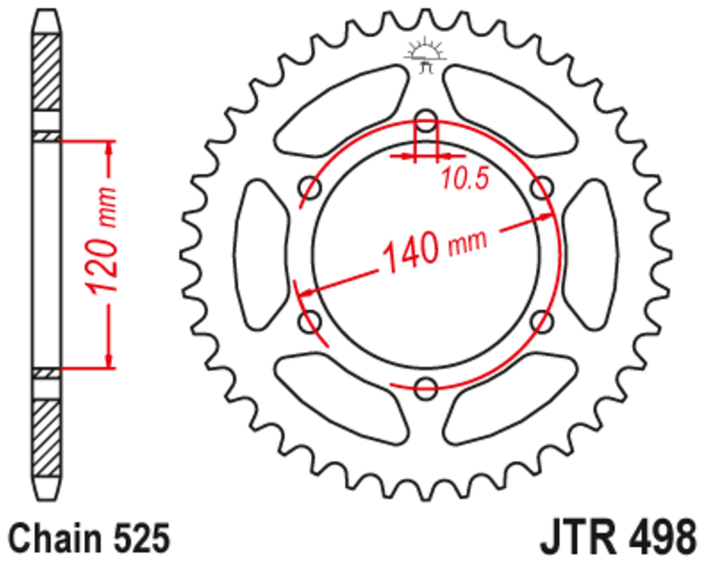 Звезда задняя (ведомая)(сталь) JT 498.38