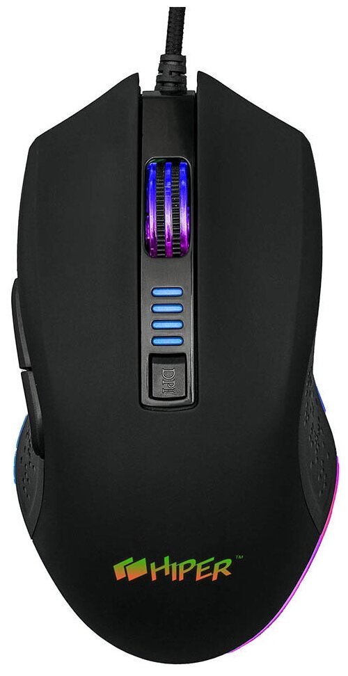 Мышь HIPER Genome GM-5 проводная оптическая 6400 dpi USB 6 кнопок RGB подсветка цвет черный
