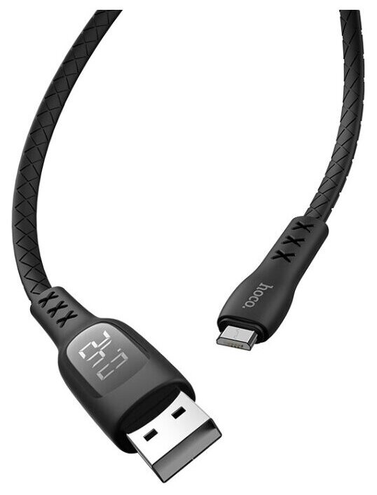 Дата-кабель Hoco S6 Sentinel USB-MicroUSB (с дисплеем / таймер), 1 м, черный