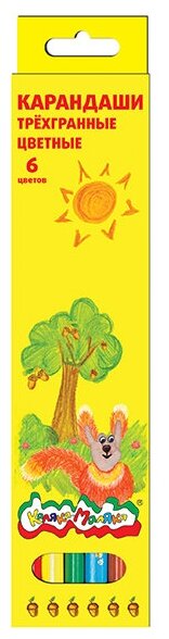 Набор цветных карандашей Каляка-Маляка 6 цв. дерев. трехгран. корп. карт. уп, 822639