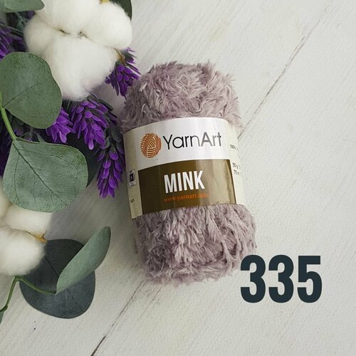 Пряжа меховая YarnArt Mink (Ярнарт Минк) Нитки для вязания под мех, 50г, 75м, 100% полиамид, цвет 335 серый, 10 шт. искусственный мех