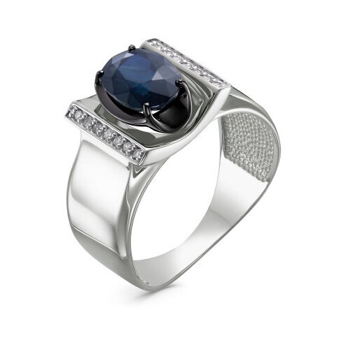 фото Кольцо diamant online, белое золото, 585 проба, бриллиант, сапфир, размер 18.5, бесцветный