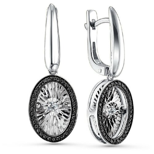 Серьги Костромской Алмазный Дом, золото, 585 проба, родирование, бриллиант, золотой