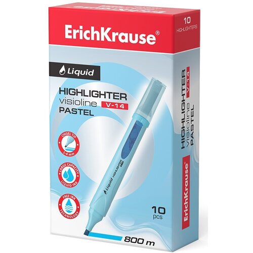 ErichKrause Набор текстовыделителей Liquid Visioline V-14 Pastel, 10 шт, голубой