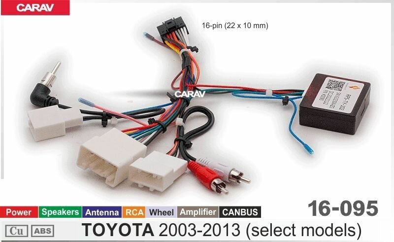 Адаптер CARAV 16-095 дополнительное оборудование для подключения 7/9/10.1 дюймовых автомагнитол на автомобили TOYOTA 2003-2013 (select models)