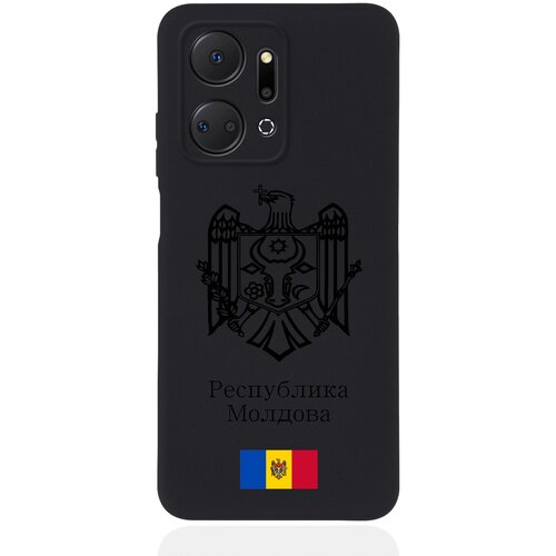 Черный силиконовый чехол SignumCase для Honor X7a Черный лаковый Герб Республики Молдова/ Герб Молдавии черный силиконовый чехол signumcase для infinix zero 30 5g черный лаковый герб республики молдова герб молдавии