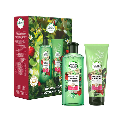 бальзам ополаскиватель для волос herbal essences белая клубника и сладкая мята 180мл х 2шт Herbal Essences Набор Очищение и питание Клубника и мята