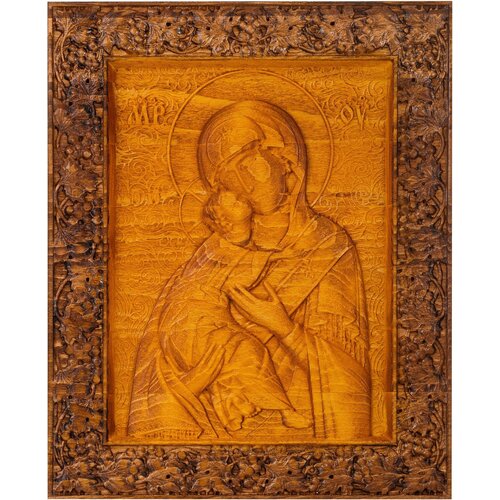 Владимирская икона Божией Матери, деревянная, резная, ручная работа владимирская икона божией матери андрей рублев доска 20 25 см