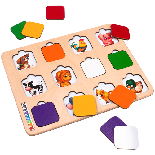 Рамка-вкладыш Raduga Kids Кто там? (RK1032), 12 дет. развивающие игрушки raduga kids рамка вкладыш деревянная азбука цветная