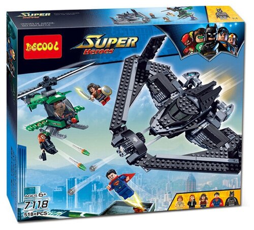 Конструктор Jisi bricks (Decool) Super Heroes 7118 Поединок в небе, 518 дет.