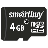 Micro SDHC карта памяти Smartbuy 4GB Class 4 (с адаптером SD)