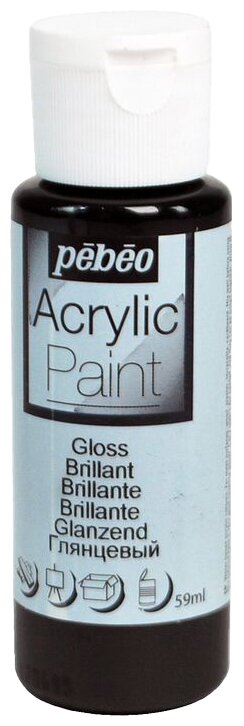Краска акриловая Pebeo Acrylic Paint декоративная глянцевая (Черный), 59 мл