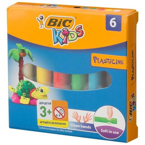 Пластилин классический Bic Kids 6 цветов 70 г