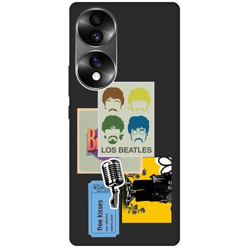 Матовый Soft Touch силиконовый чехол на Honor 70, Хонор 70 с 3D принтом Beatles Stickers черный матовый soft touch силиконовый чехол на honor 30 хонор 30 с 3d принтом beatles stickers черный