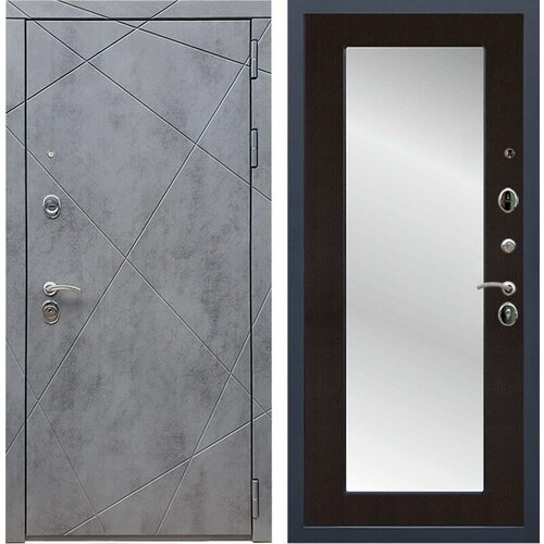 Входная металлическая дверь с зеркалом RеX (рекс) 13 Бетон тёмный / зеркало Пастораль Венге