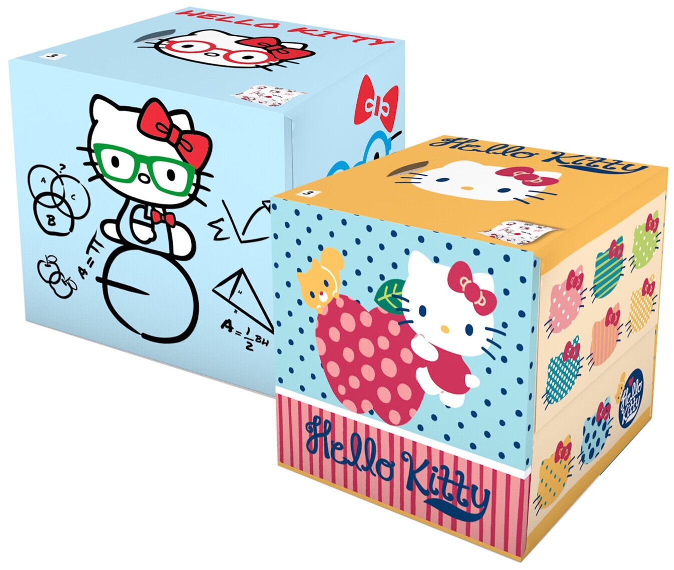 Салфетки бумажные "Hello Kitty" с рисунком (заплатки + голубая), 2 шт. - фотография № 1