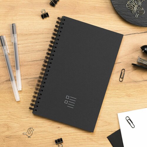 Блокнот 130х210 мм чек-лист на пружине сбоку черный 40 листов