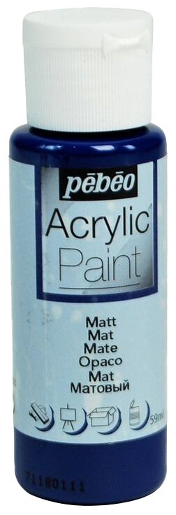 Краска акриловая Pebeo Acrylic Paint декоративная матовая (Темно-синий) 59 мл