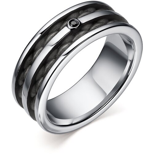 фото Серебряное кольцо алькор 01-2505/00чб-07 с чёрным бриллиантом, размер 20,5 diamant-online