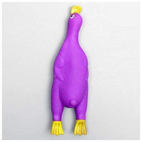 Игрушка для собак Пижон Летящая утка, пищащая, 24х7 см, фиолетовая