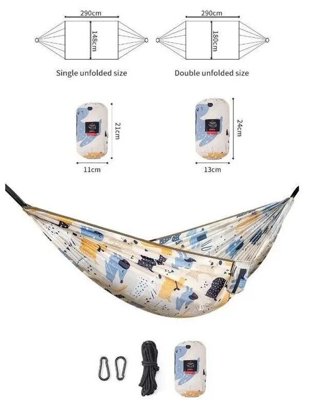 Гамак Naturehike 2022 Dc-C03-Leaf-Printing Parent-Child Hammock Double-Cow - фотография № 4