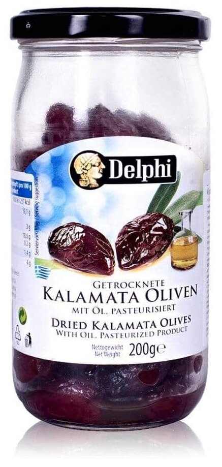 Маслины Каламата с/к сушеные в масле Delphi 200 г.