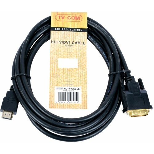 Кабель HDMI to DVI-D (19M -25M) 5м, TV-COM кабель dvi d dvi d dual link 25m 25m экран феррит кольца 5м tv com