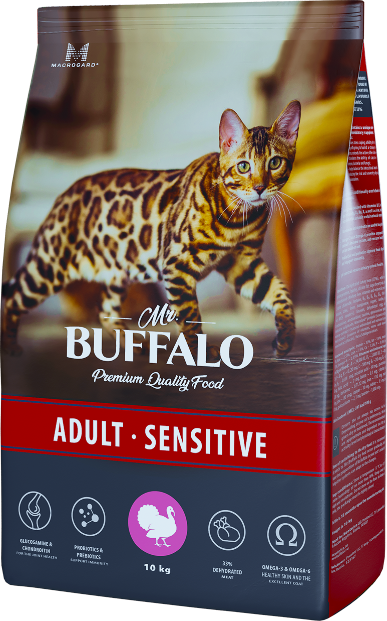 Сухой корм для кошек Mr.BUFFALO Sensitive с индейкой (паштет)