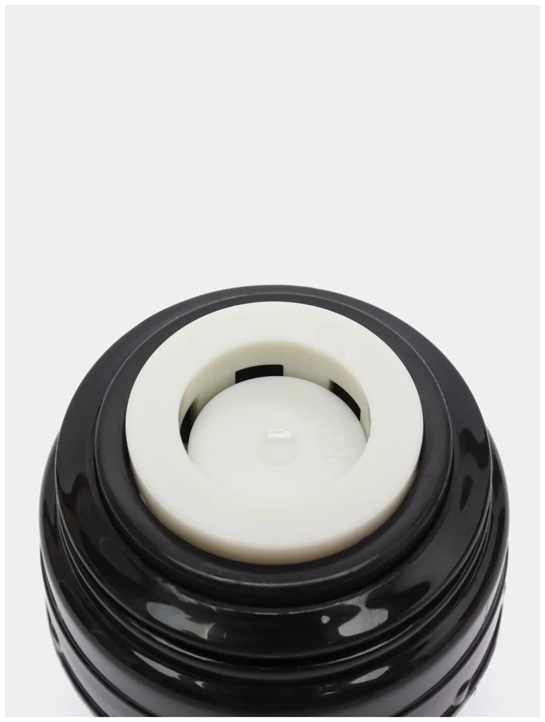 Пробка, крышка - с кнопкой, для термоса-гильзы - 4,5 см; внутренняя резьба; черная - фотография № 3