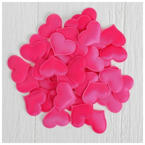 Сердечки декоративные, набор 50 шт, 3,2 см, цвет фуксия конфеты конфитой драже стиль со вкусом браслетик сердечки 50 шт