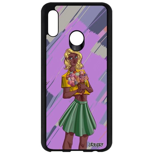 фото Чехол для p smart 2019, "девушка и цветы" букет манга utaupia