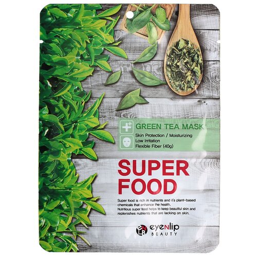 Eyenlip super food green tea mask Маска для лица тканевая с экстрактом зеленого чая