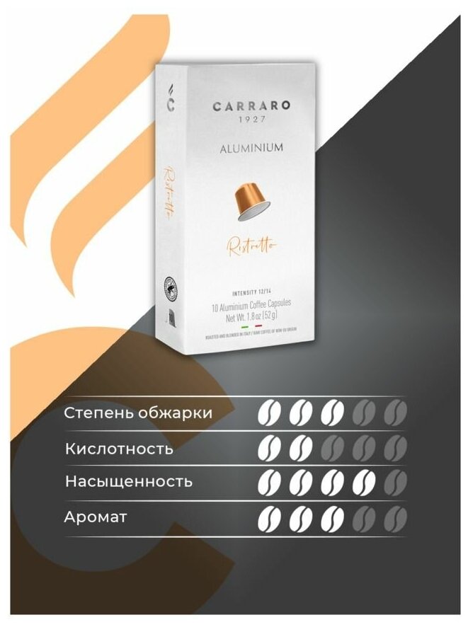 Кофе в капсулах Carraro Ristretto , 10 упаковок 100 шт - фотография № 3