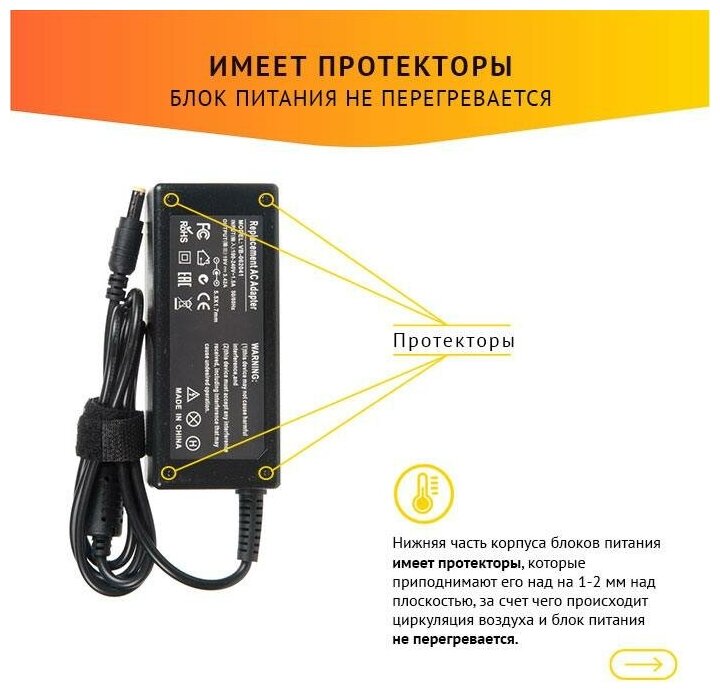 Блок питания (БП) для ноутбука Acer Aspire, TravelMate, Timeline, Aspire, 19V, 3.42A, 65W, 5.5x1.7 без сетевого кабеля, 91.48R28.003