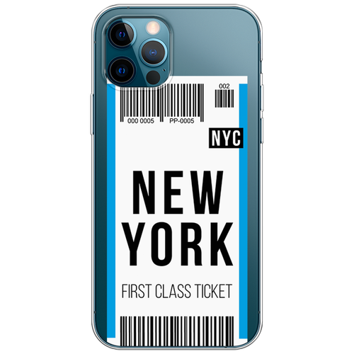 Силиконовый чехол на Apple iPhone 12 Pro / Айфон 12 Про Билет в Нью-Йорк, прозрачный силиконовый чехол на apple iphone 12 pro айфон 12 про билет в нью йорк прозрачный