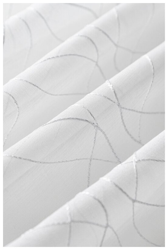 Тюль-вуаль PEORA под лён с вышивкой E21075-С1 Белая с серебром 300*260 - фотография № 14