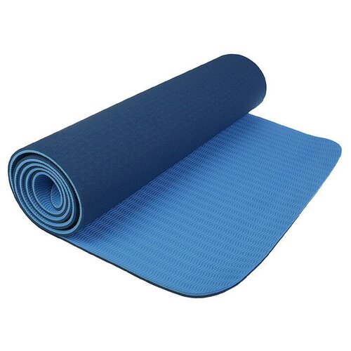 Коврик Sangh Yoga mat двухцветный, 183х61 см синий 0.8 см