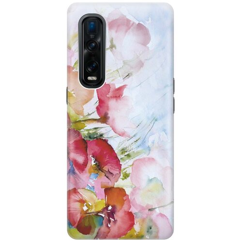 фото Cиликоновый чехол на oppo find x2 pro / оппо файнд х2 про с принтом "акварельные цветы" gosso