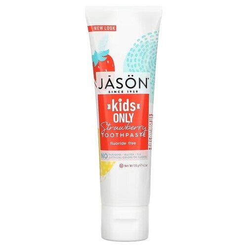 20538202 Jason Детская линия: Детская зубная паста со вкусом клубники (Natural Toothpaste Strawberry), 119гр