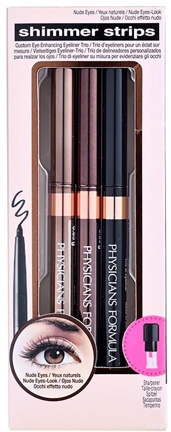 PHYSICIANS FORMULA Набор карандаши для век Shimmer Strips Custom Eye Enhancing Eyeliner Trio-Nude Eyes, 3 х 0,37 г